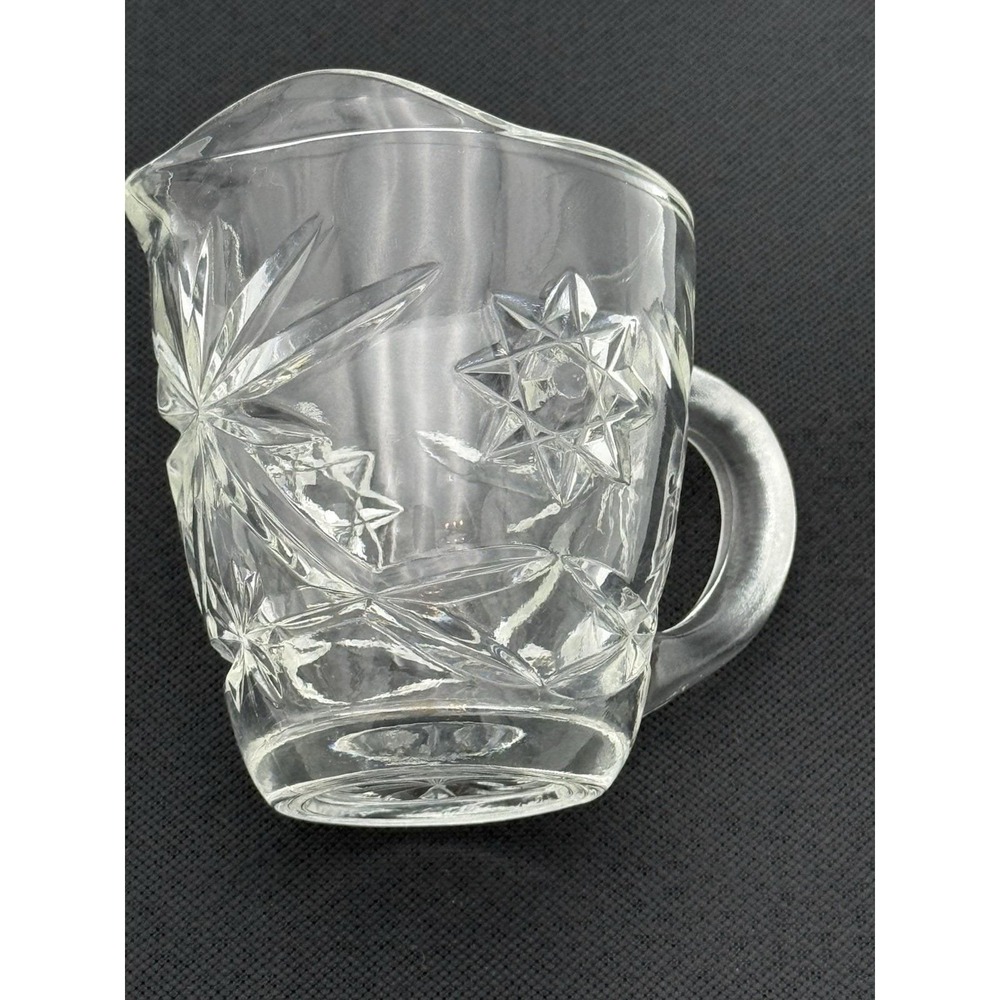 VTG Anchor Hocking Prescut Clear Glass Star of David Creamer 4.6" x 3.25" x 3.8"